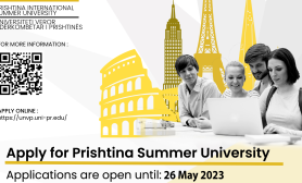 UP shpallë thirrjen e hapur për studentët e Universitetit “Fehmi Agani” për të marrë pjesë në Prishtina International Summer University 2023, edicioni i 22-të